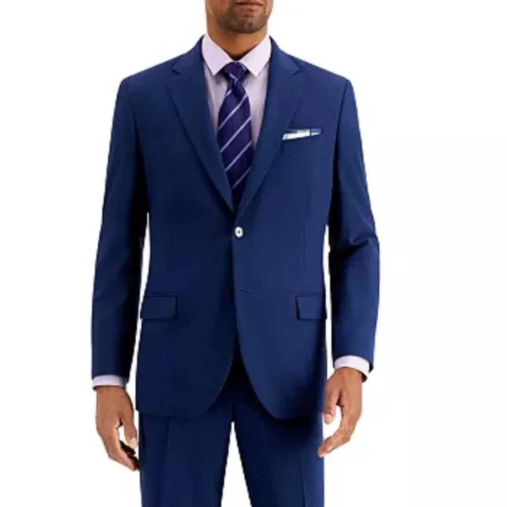 Men's NAUTICA Modern Fit Bi Stretch Suit Blazer Jacket in Solid Blue size 44R